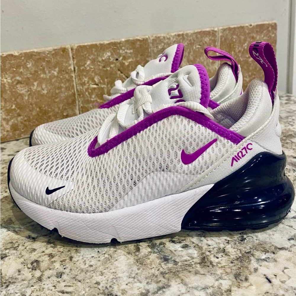 Kids Nike Air Max 270 White with Purple Highlights